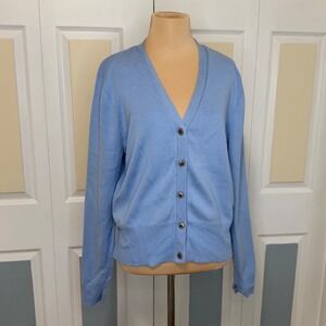 Cabi Cut Out Cardigan Light Blue V-Neck Button Front Sweater 5140 XL